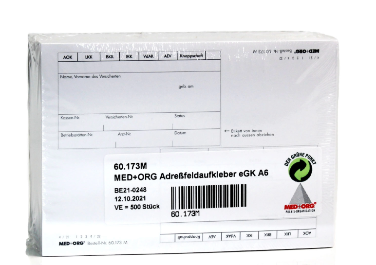 Med+Org Adressfeld-Aufkleber Karteitasche