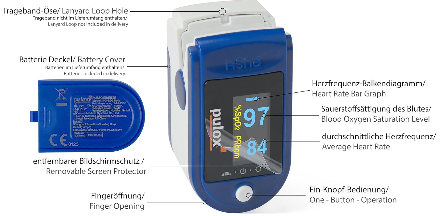 Pulsoximeter PULOX PO-200 Solo, blau