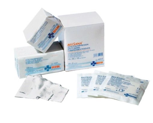 BEESANA Schlitzkompressen 5x5 cm steril 12f.