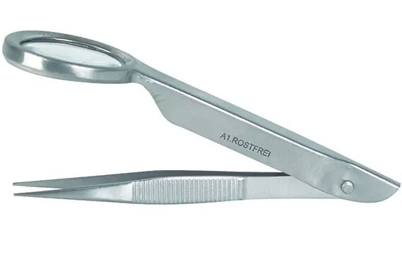 Splitterpinzette mit Lupe, sterilisierbar