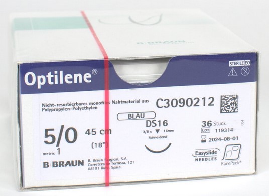 BIBRAUN Optilene® blau, Nahtmaterial 5-0